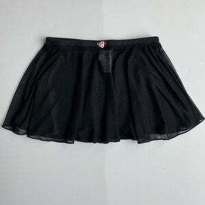 Black Ballet Skirt Size 6 6X Small Elastic Waist EUC Dance Flowy Girls Sheer